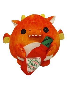 Zuru Snackles Tabasco Dragon Plush Stuffed Animal Dragon Hold Tabasco Hot Sauce